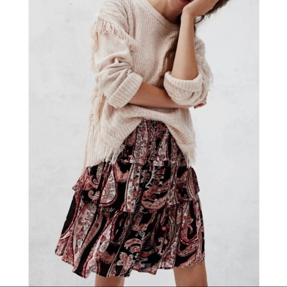 Anthropologie Tiered Mini Skirt Sz Small